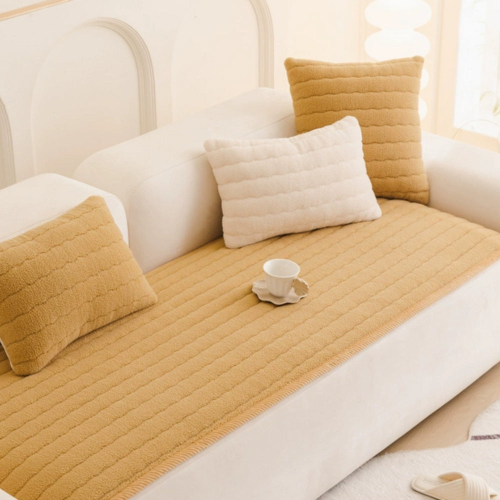 Chic Thick Plush Sofa Cover | Soft Scratch-Resistant Cozy Design