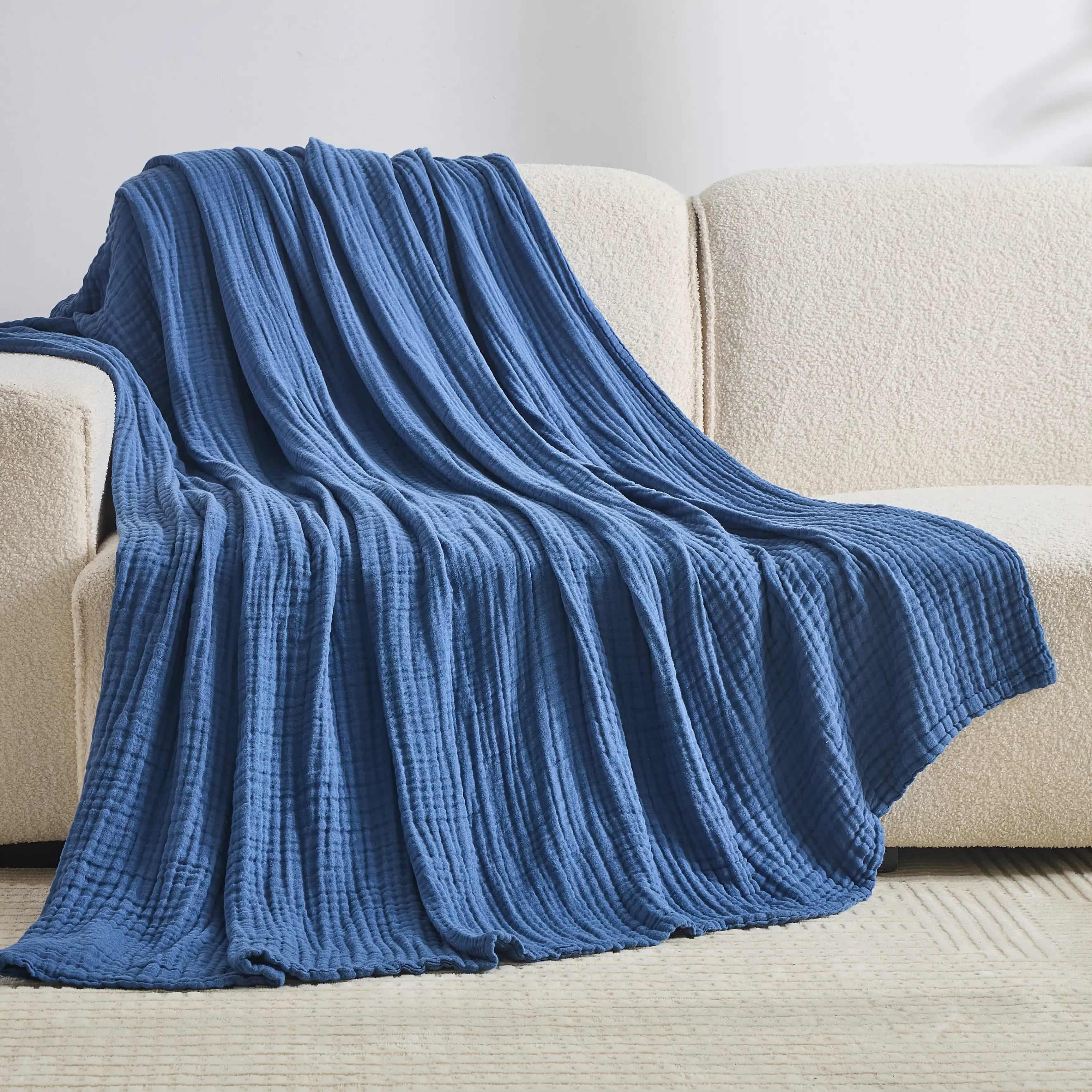 100% Soft Muslin Cotton Winter Blanket | Warm Breathable Throw