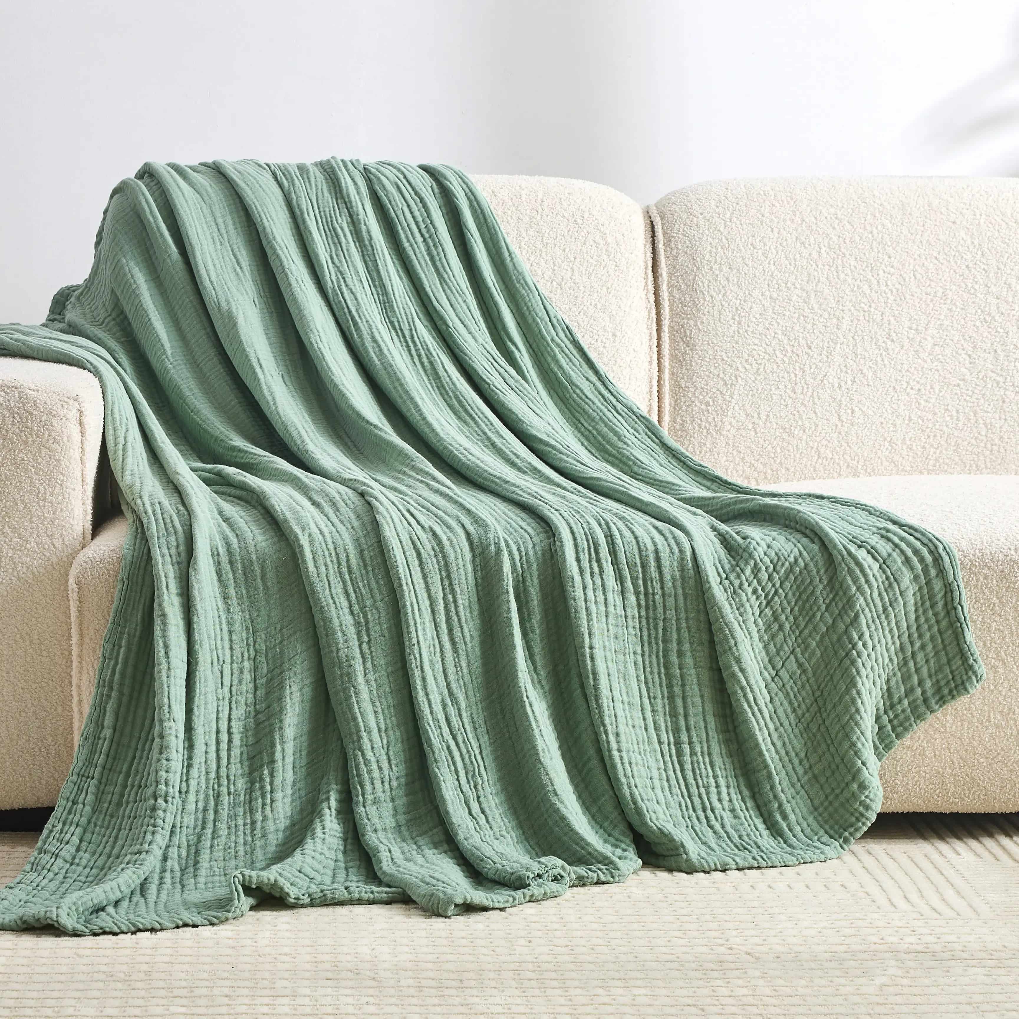 100% Soft Muslin Cotton Winter Blanket | Warm Breathable Throw