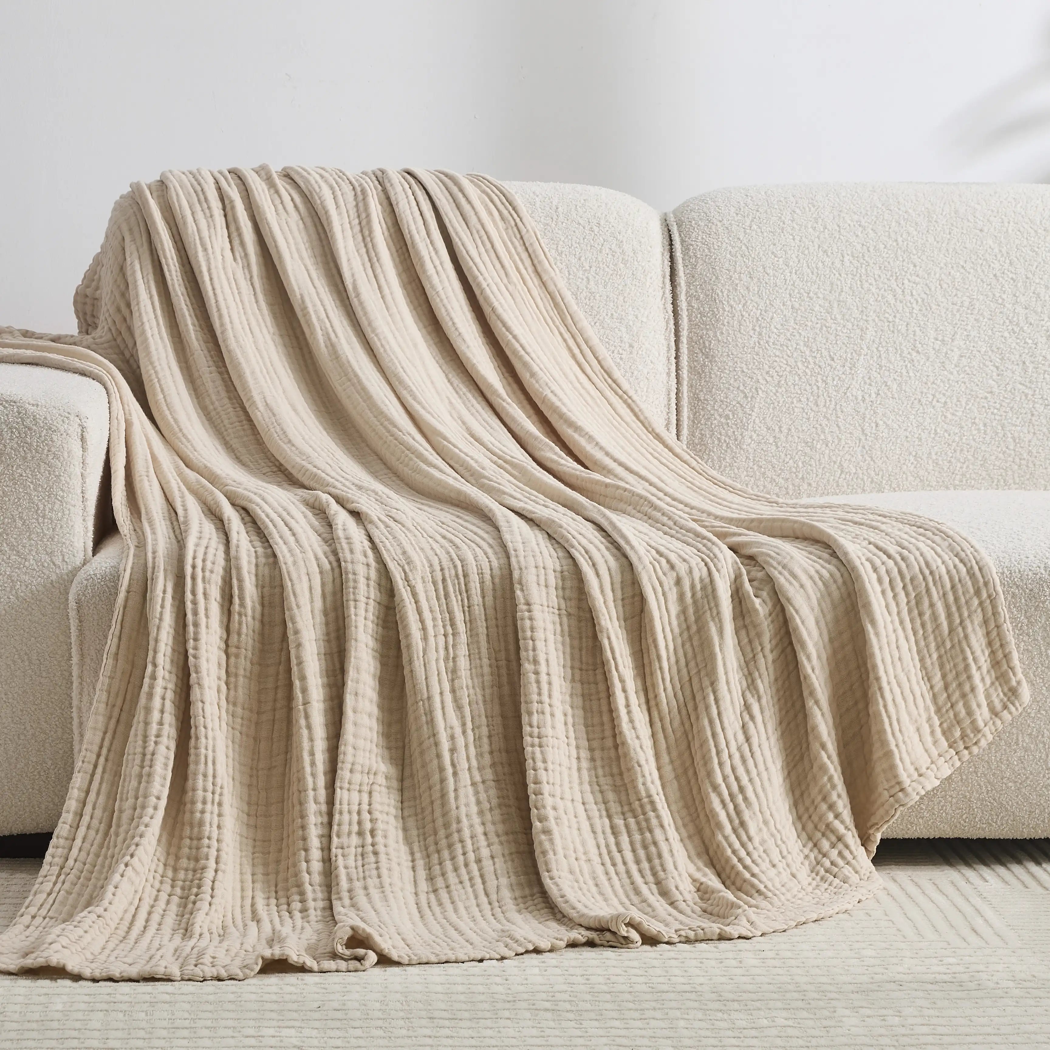 100% Soft Muslin Cotton Winter Blanket | Warm Breathable Throw