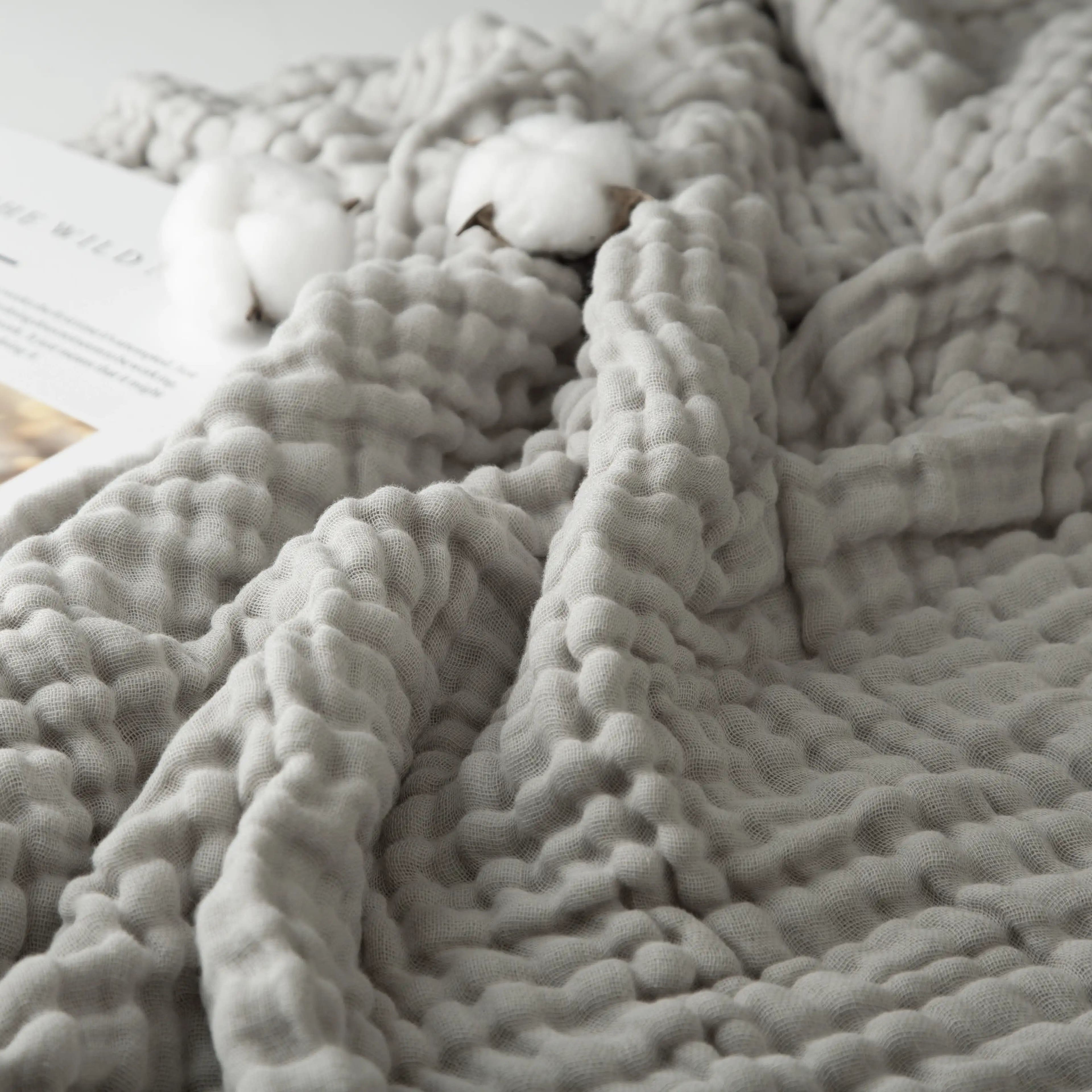 100% Soft Muslin Cotton Winter Blanket | Warm Breathable Throw