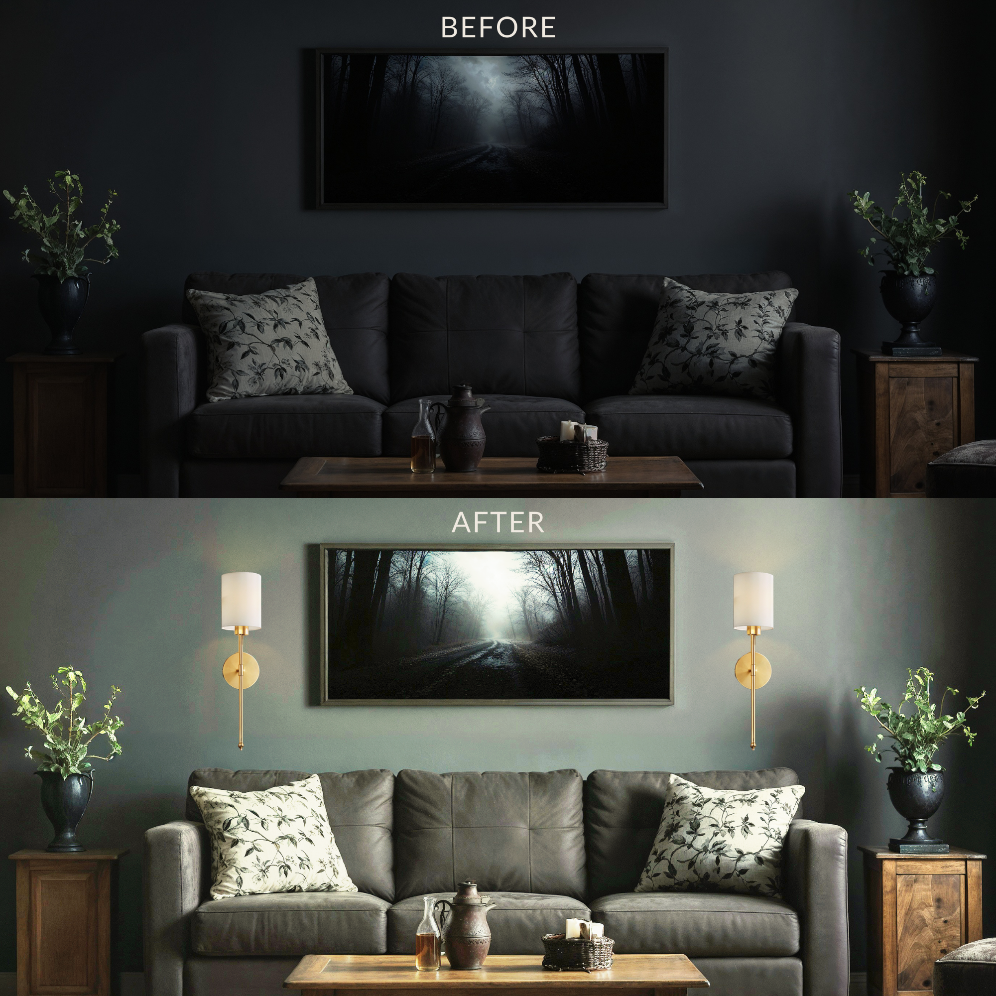 Wireless Cylindrical Wall Sconces | Modern Cordless Wall Lamps (2 pcs)