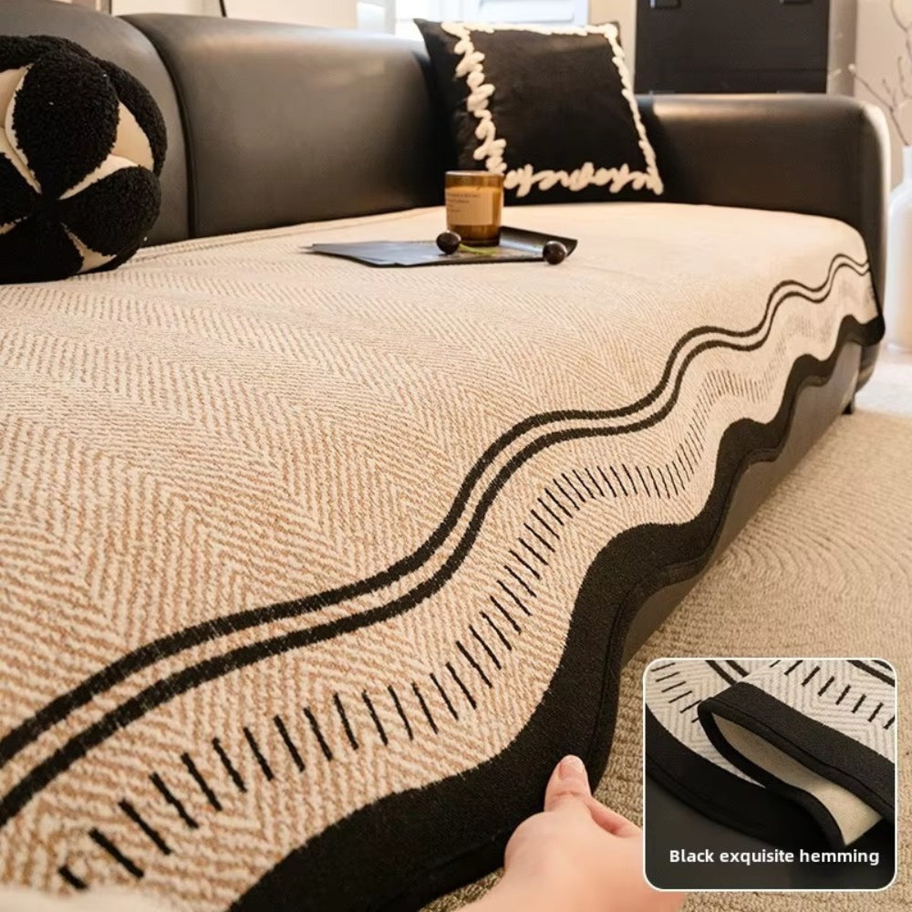 Modern Wave Sofa Cover | Stylish Anti-Slip Protection for Everyday Living