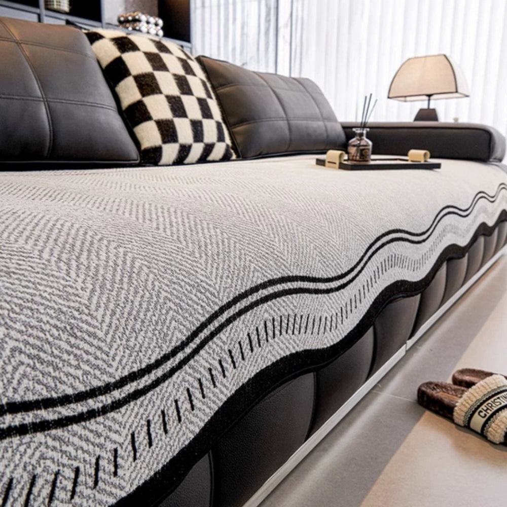 Modern Wave Sofa Cover | Stylish Anti-Slip Protection for Everyday Living