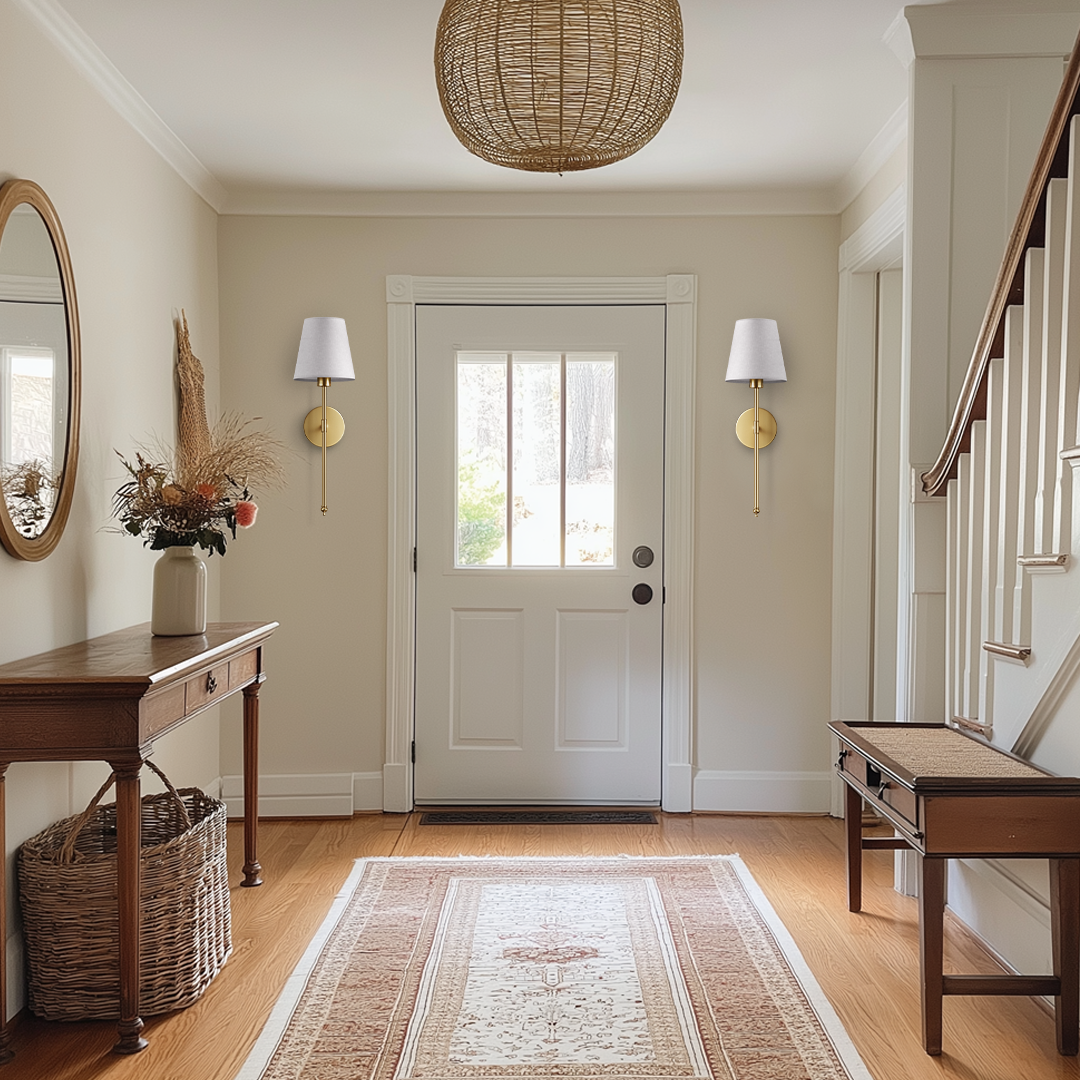 Wireless Gold Wall Sconce Set | Cordless Modern Wall Lamps (2 pcs)