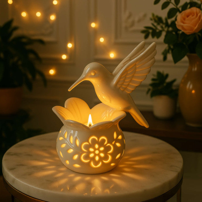 Heavenly Haloed Hummingbird | Elegant Candlelight Decor