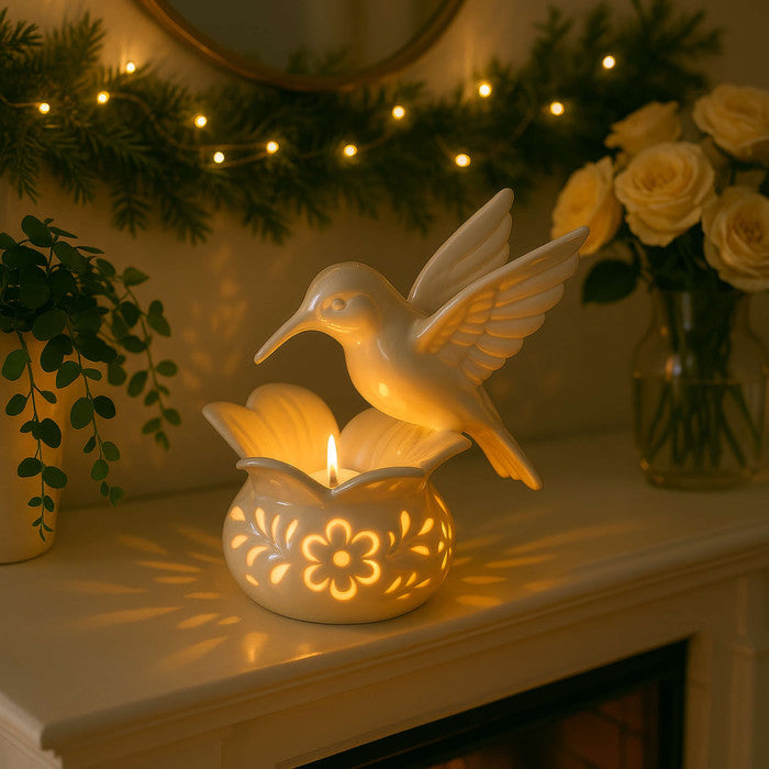 Heavenly Haloed Hummingbird | Elegant Candlelight Decor