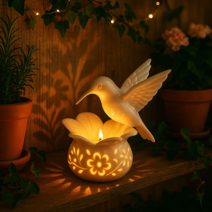 Heavenly Haloed Hummingbird | Elegant Candlelight Decor