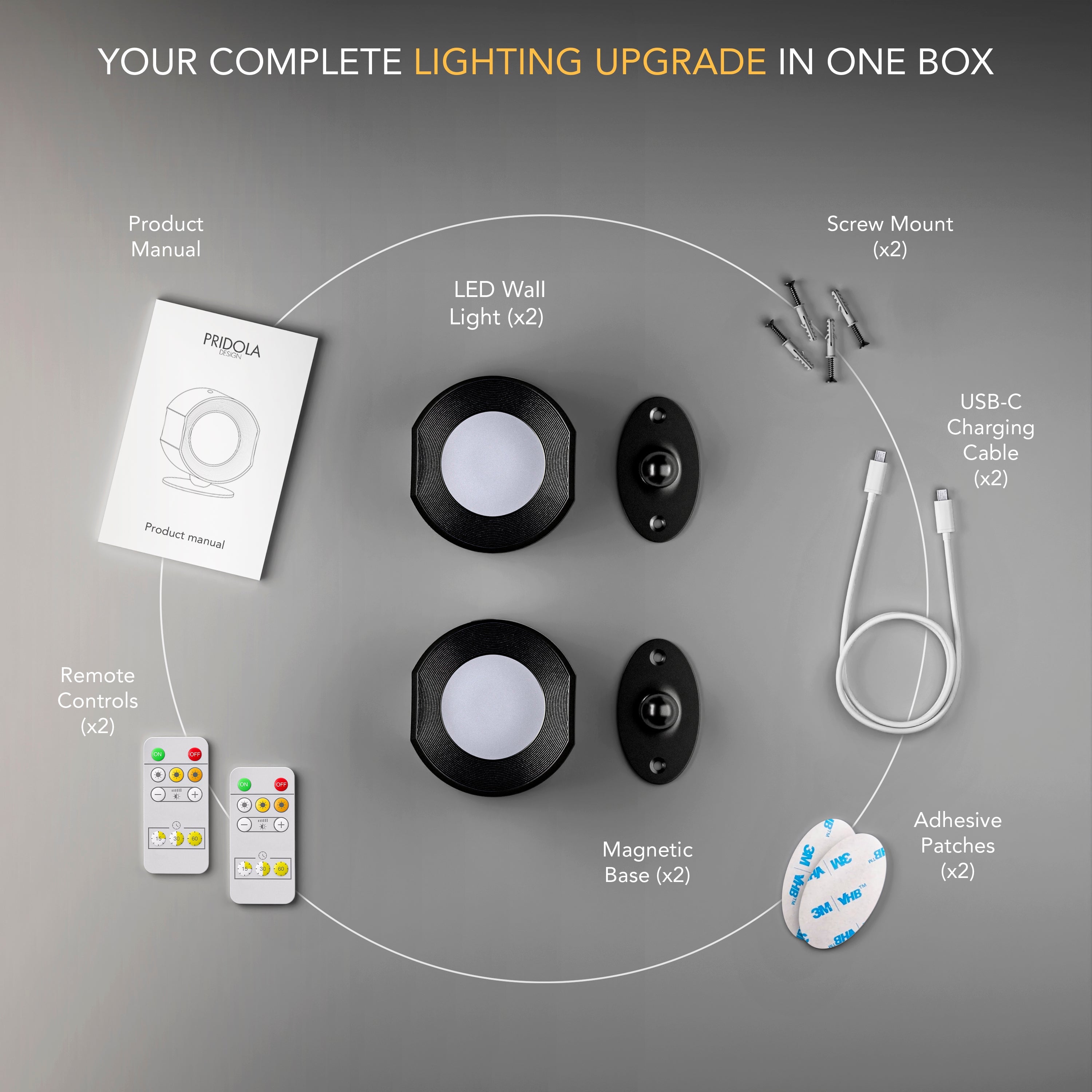 Wireless LED Wall Lights | RGB Remote-Control Wall Lamp Set