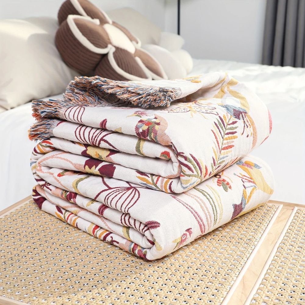 Jungle Bloom Reversible Cotton Blanket | Wild Comfort