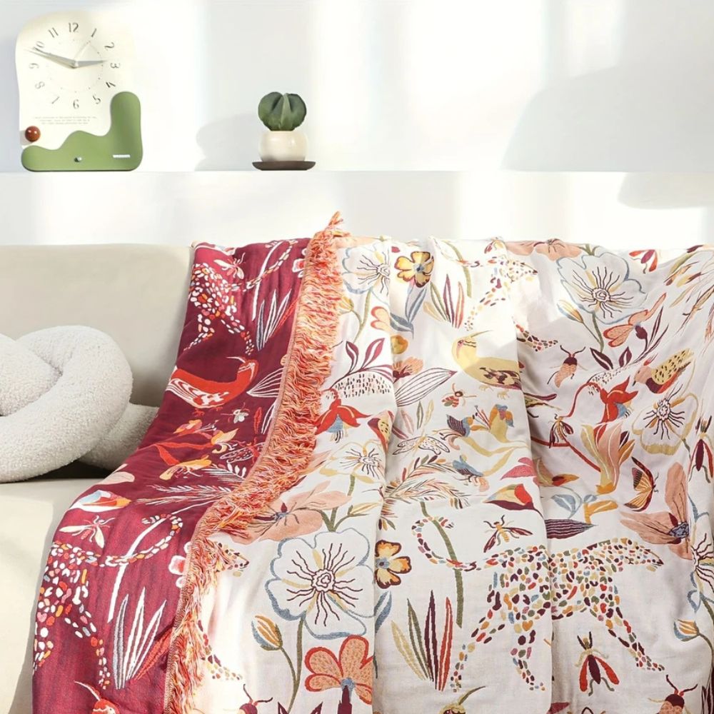 Jungle Bloom Reversible Cotton Blanket | Wild Comfort