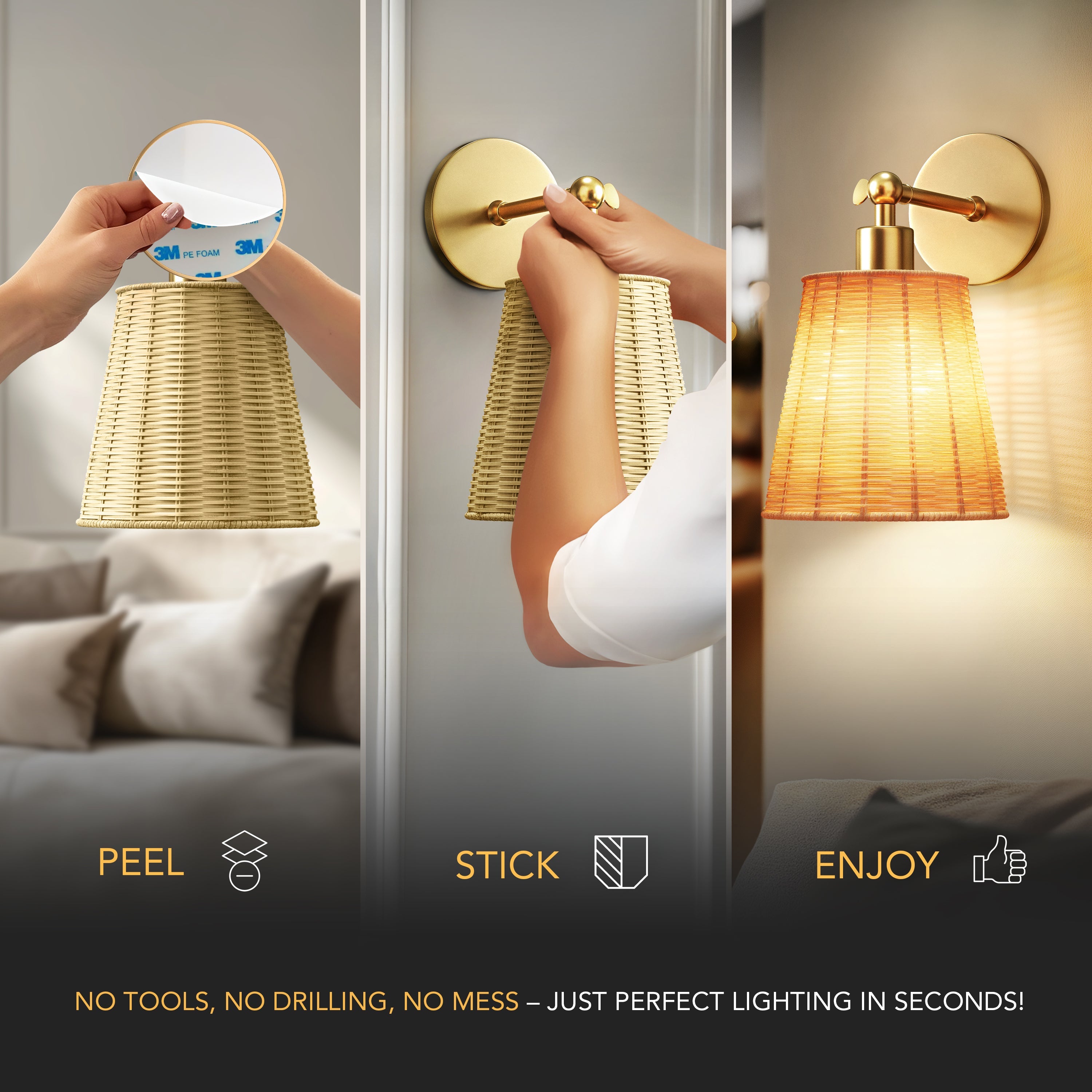 Natural Wireless Wall Sconce | Minimalist Wooden Light