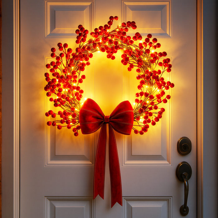 Blissful Berry Wreath | Glowing Red Berry Christmas Wreath
