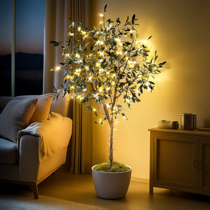 Olive Oasis Tree | Warm Fairy Light Tree for Cozy Home Decor