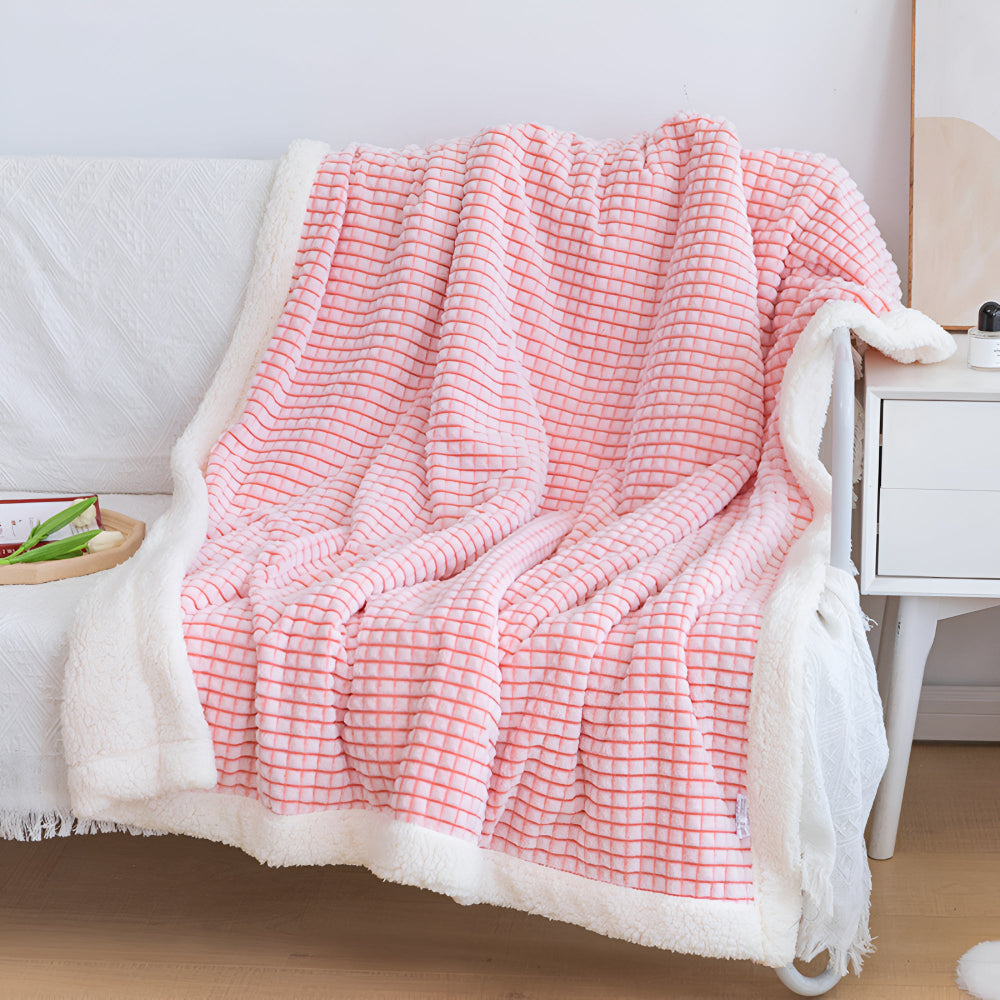 Warm Waffle Sherpa Throw Blanket Soft Cozy Textured Blanket