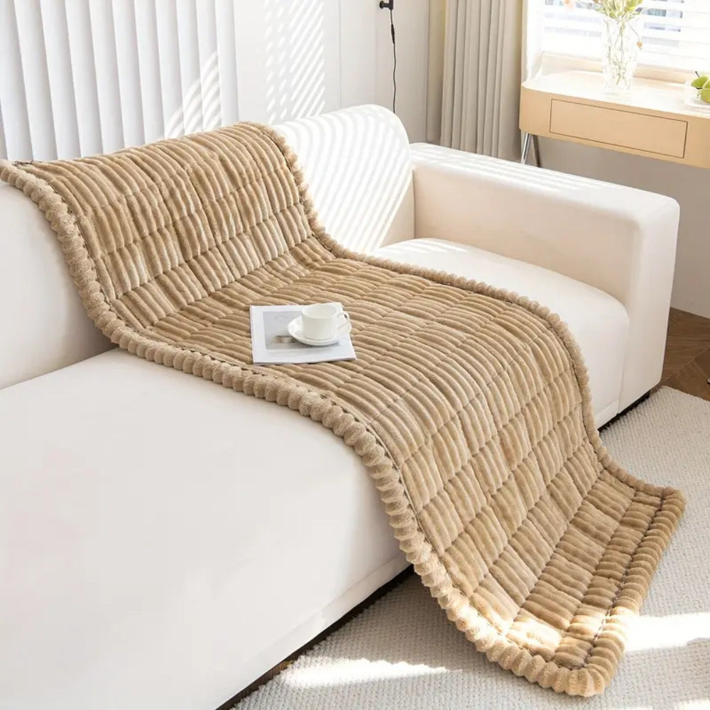Plush Pleated Sofa Cover | Cozy Protection for Everyday Living