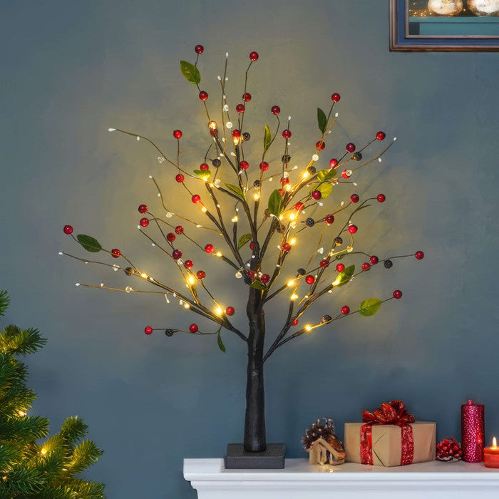 Red Berry Blossom Tree | Festive Glow for Cozy Holiday Spaces