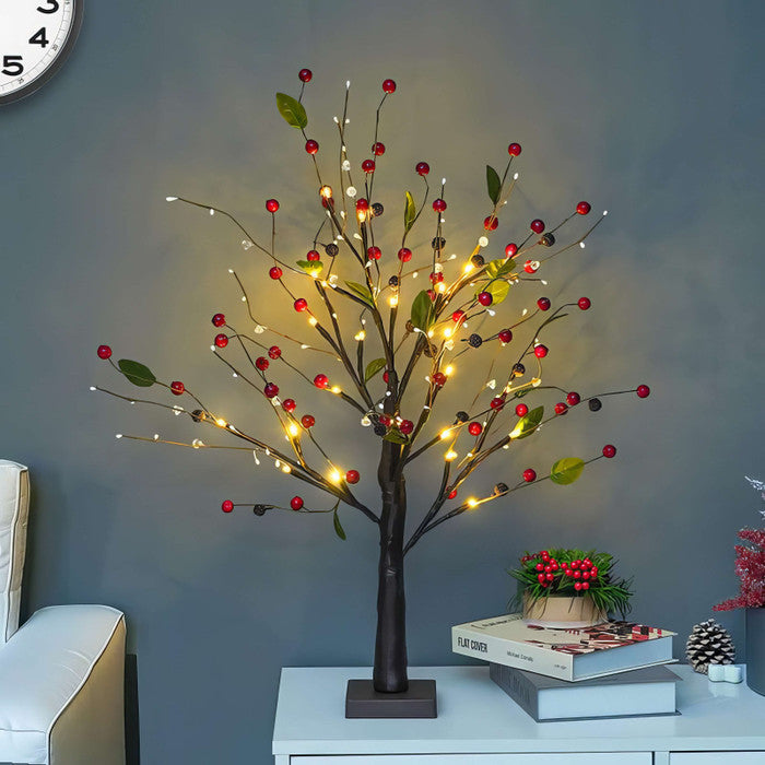 Red Berry Blossom Tree | Festive Glow for Cozy Holiday Spaces