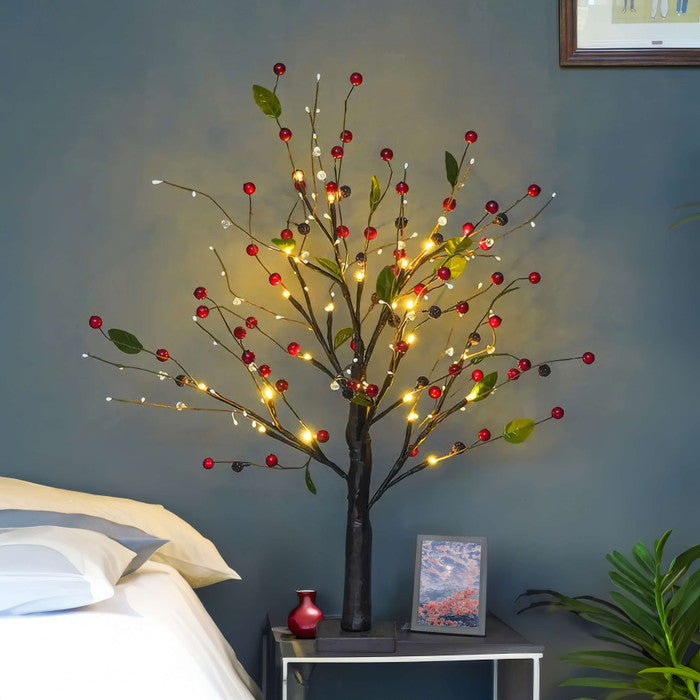 Red Berry Blossom Tree | Festive Glow for Cozy Holiday Spaces