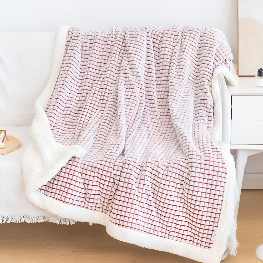 Warm Waffle Sherpa Throw Blanket Soft Cozy Textured Blanket