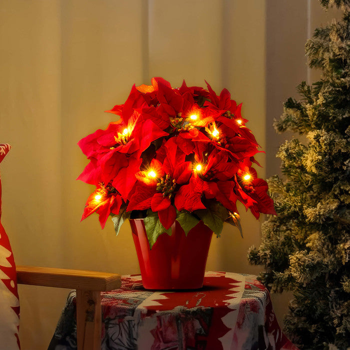 Radiant Ruby Poinsettia | Glowing Holiday Elegance for Your Home