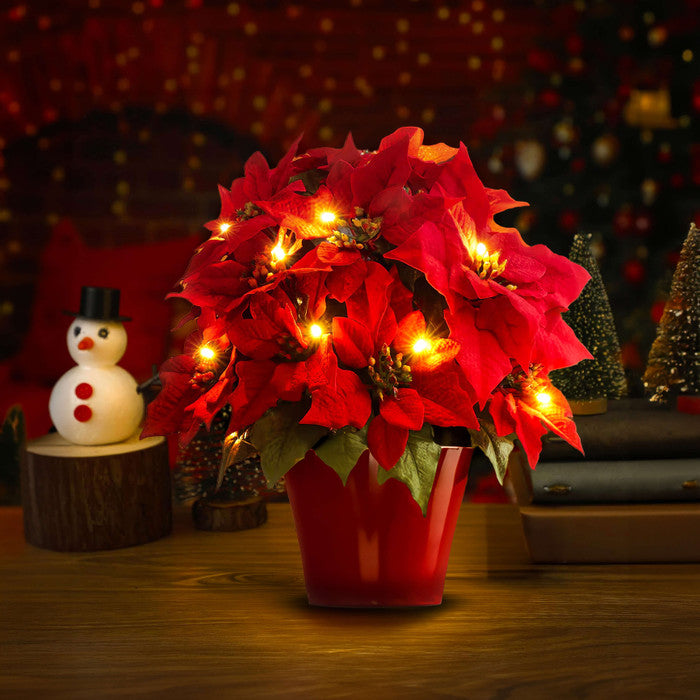 Radiant Ruby Poinsettia | Glowing Holiday Elegance for Your Home