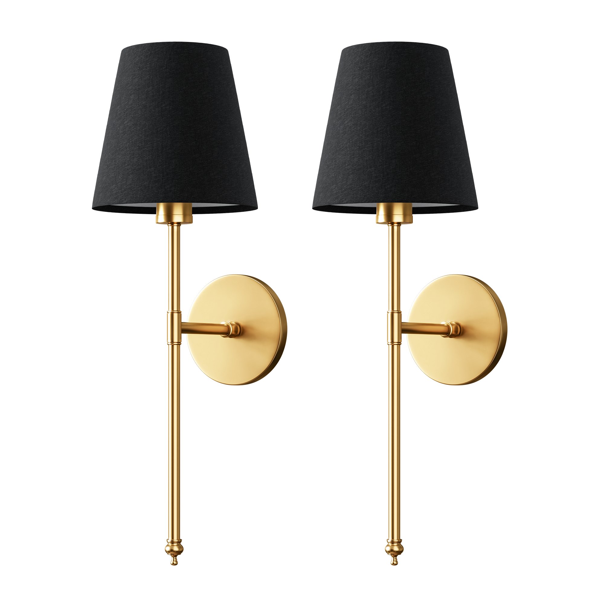 Wireless Dark Wall Sconces | Modern Black Cordless Wall Lamps (2 pcs)