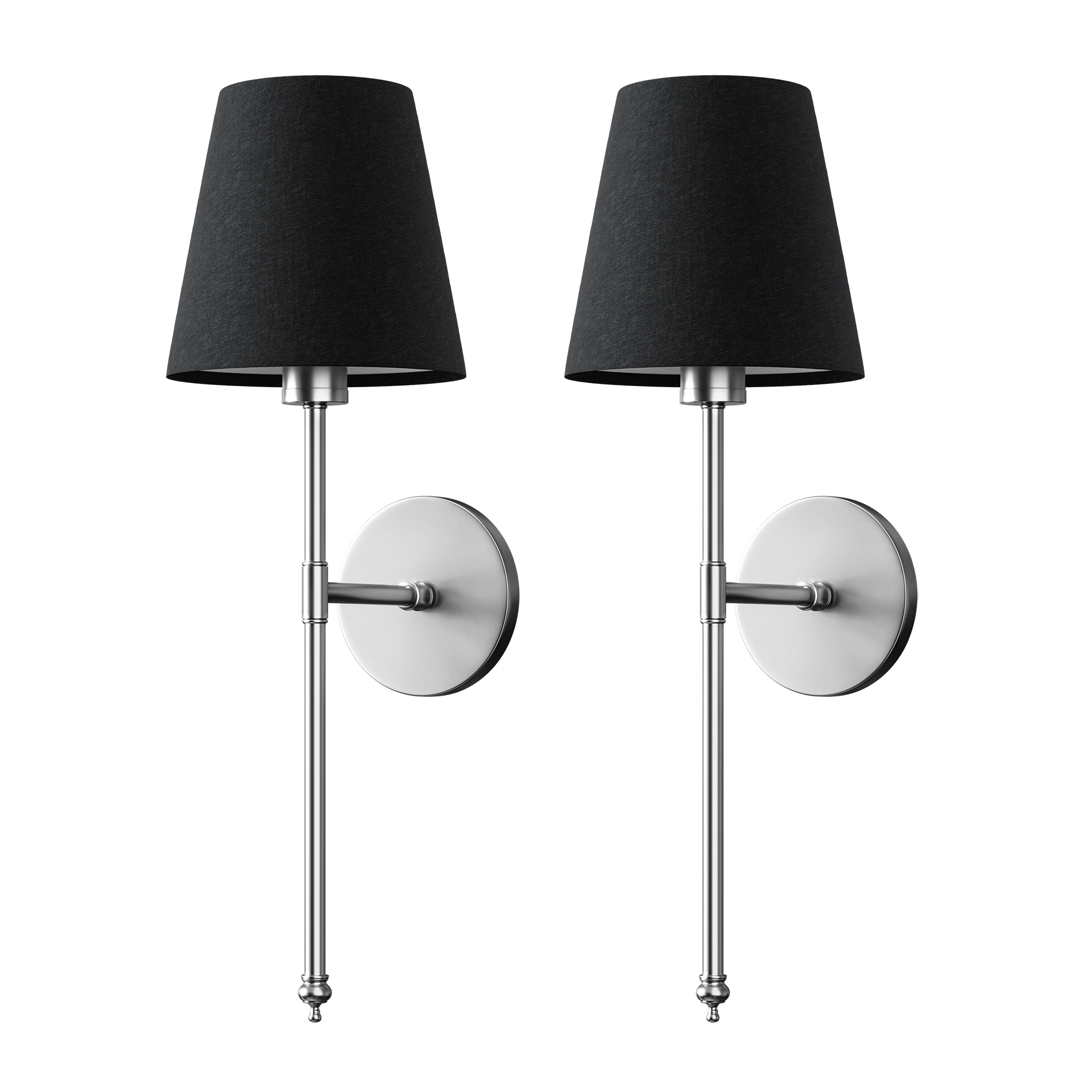 Wireless Dark Wall Sconces | Modern Black Cordless Wall Lamps (2 pcs)