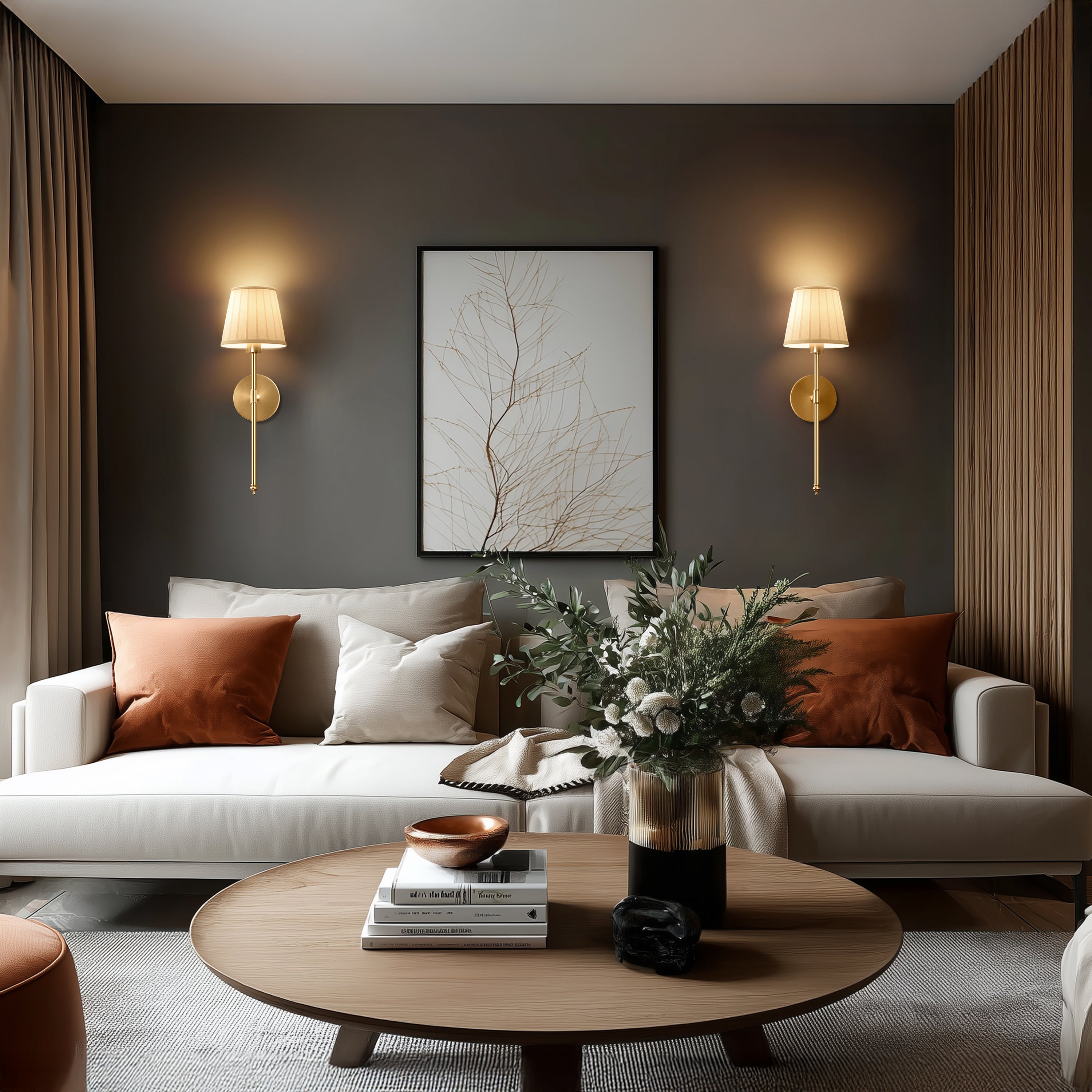 Wireless Pleated Wall Sconces | Set of 2 Elegant Lights