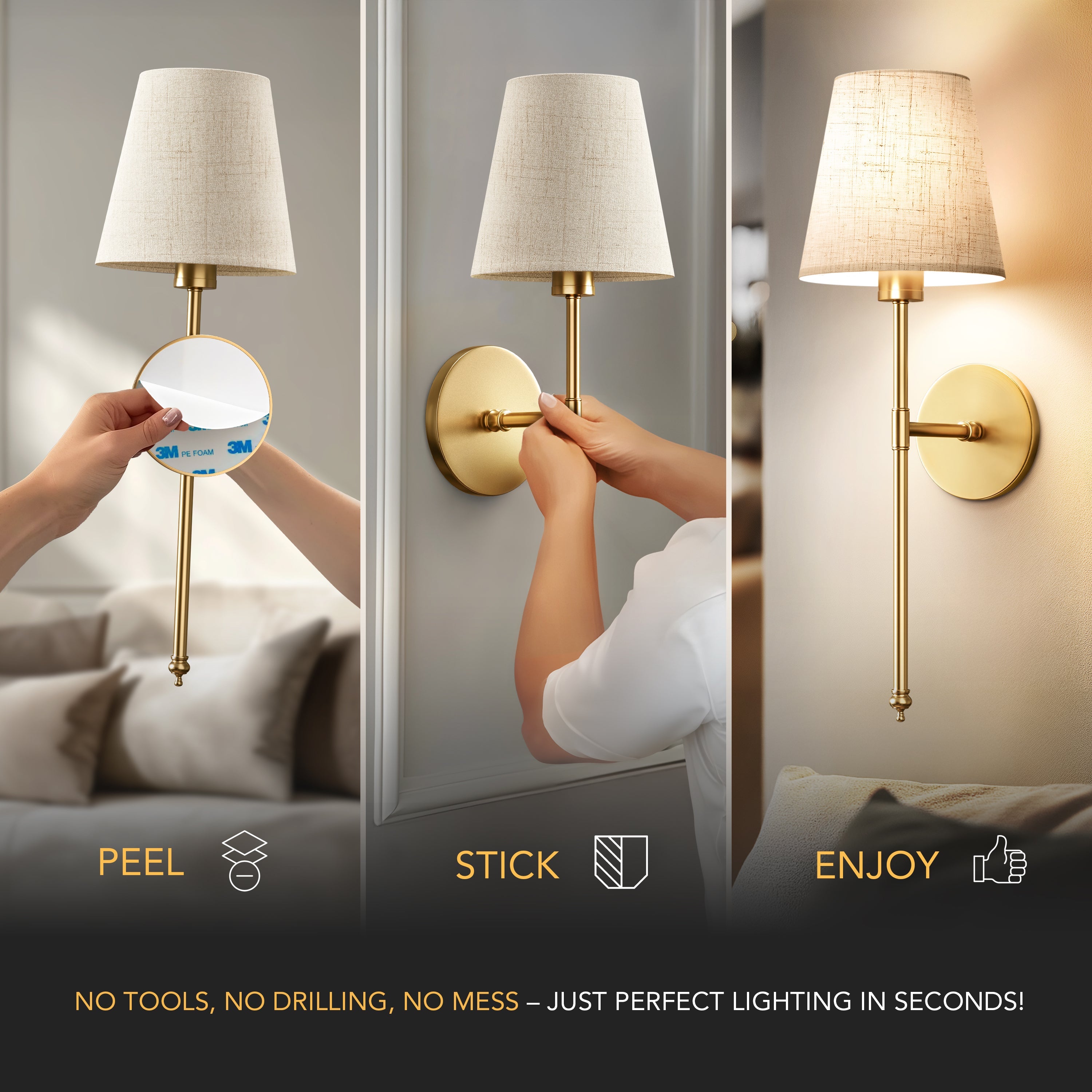 Wireless Sand Wall Sconces | Set of 2 Modern Lights