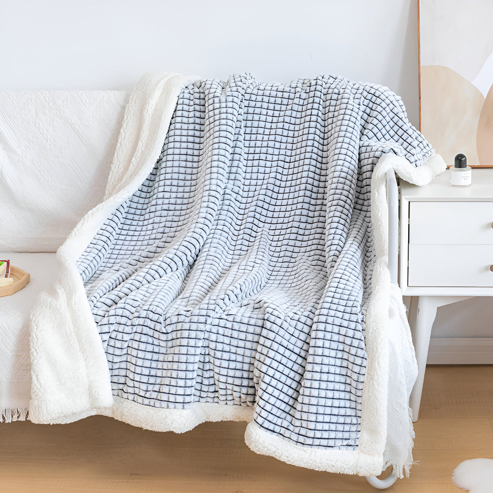 Warm Waffle Sherpa Throw Blanket Soft Cozy Textured Blanket
