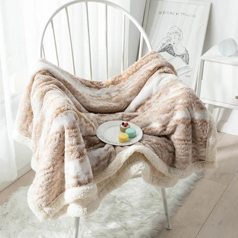 Seraphina Velvet Sherpa Throw Blanket Soft Plush Warm Blanket