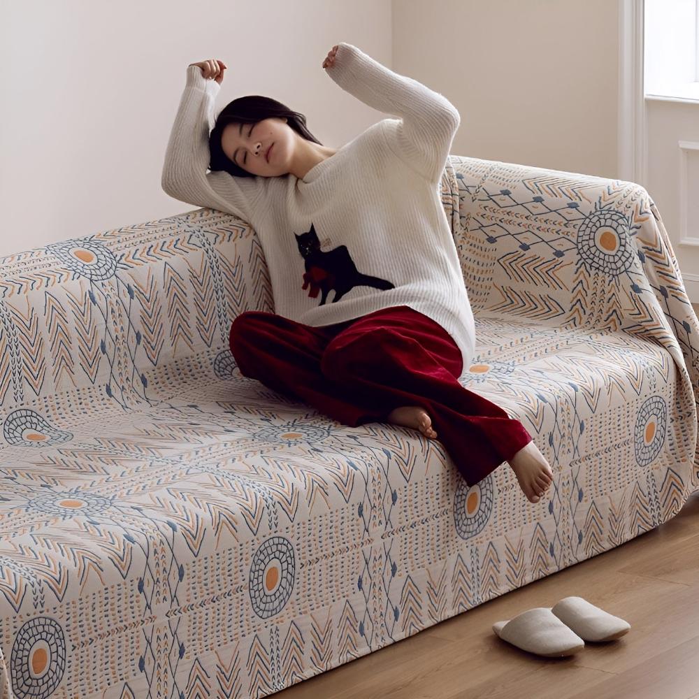 Reversible Chic Cotton Throw Blanket | Cozy Dual Comfort