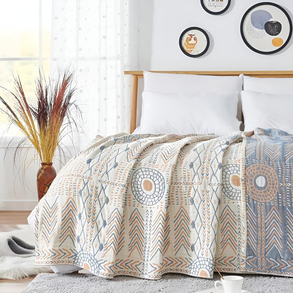 Reversible Chic Cotton Throw Blanket | Cozy Dual Comfort