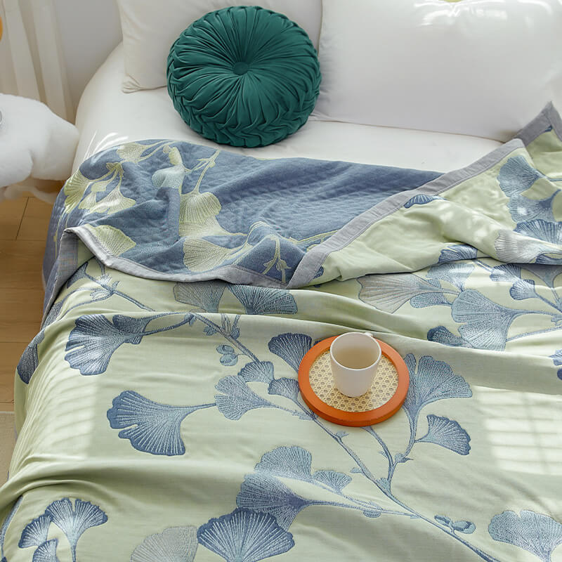 Reversible Cotton Gauze Quilt Blanket Soft Lightweight Bedspread