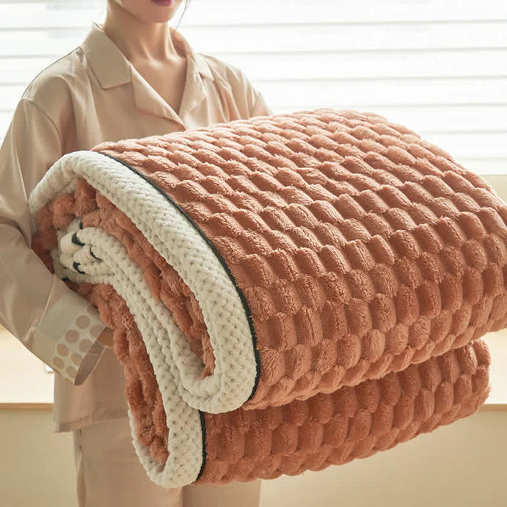 Thick Coral Fleece Reversible Throw Blanket Soft Warm Cozy