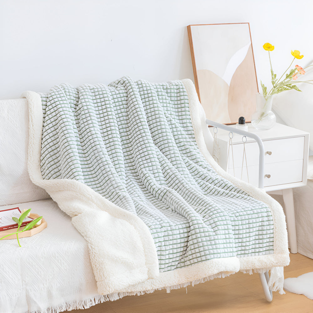 Warm Waffle Sherpa Throw Blanket Soft Cozy Textured Blanket