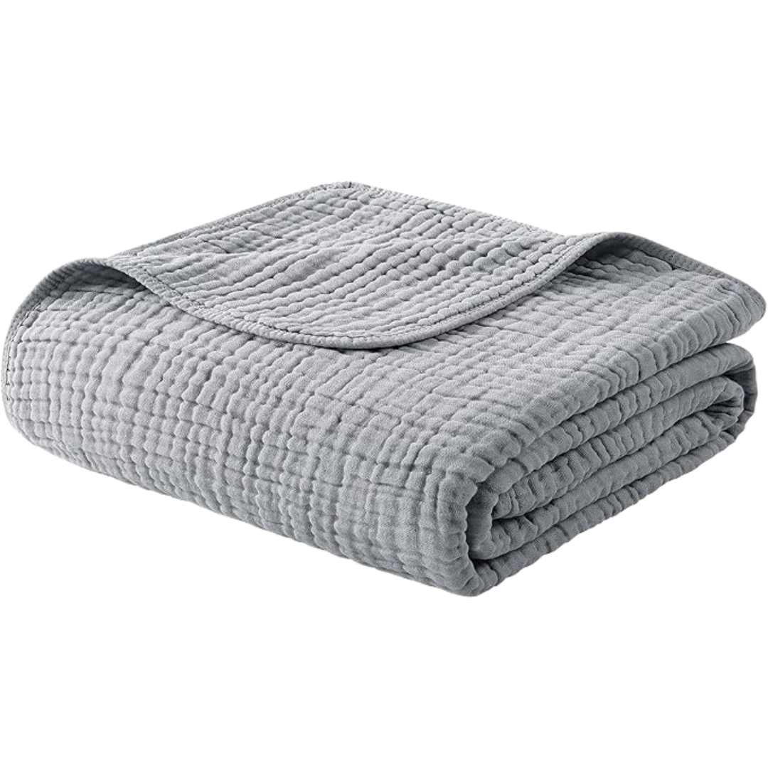 100% Soft Muslin Cotton Winter Blanket | Warm Breathable Throw