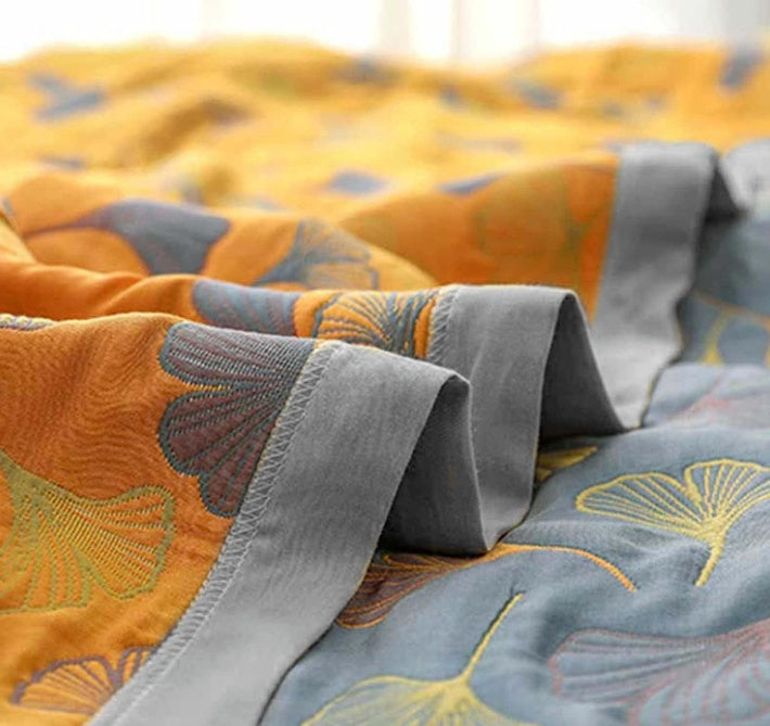Ginkgo Leaf Throw Blanket | Nature-Inspired Cozy Comfort