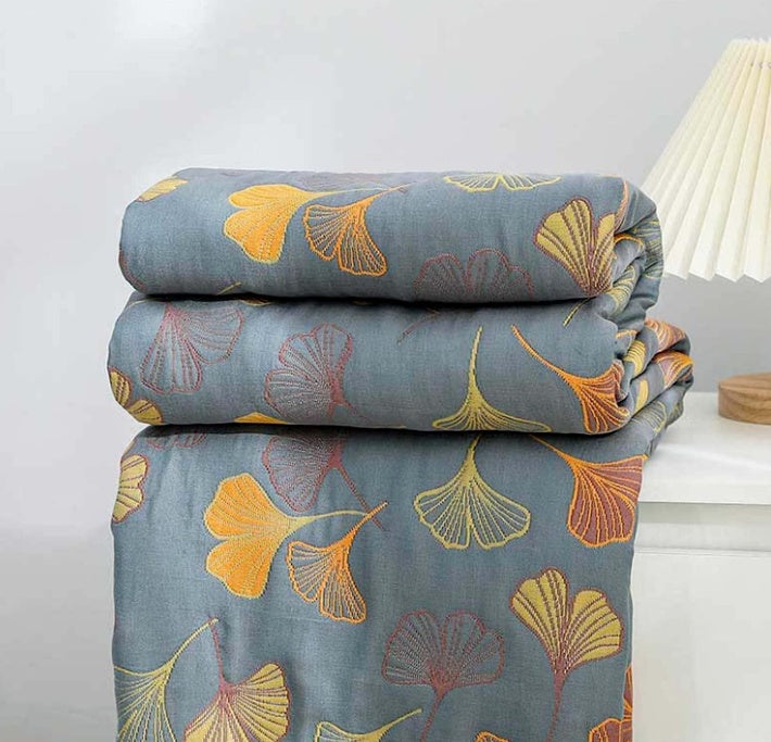 Ginkgo Leaf Throw Blanket | Nature-Inspired Cozy Comfort