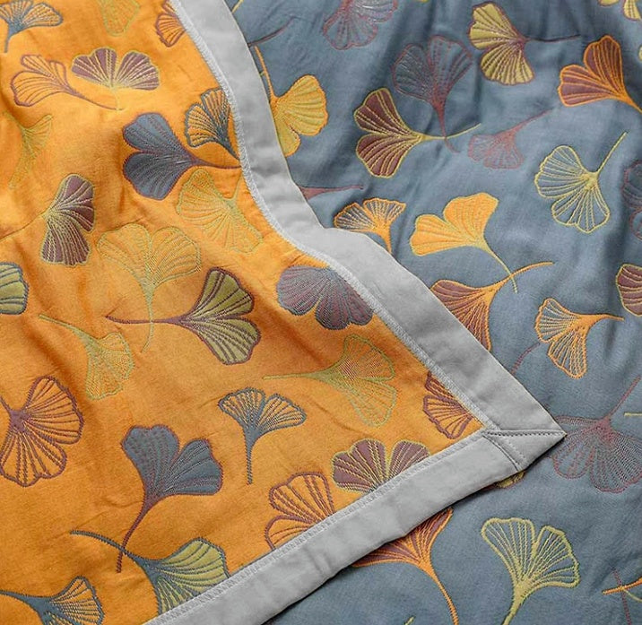 Ginkgo Leaf Throw Blanket | Nature-Inspired Cozy Comfort