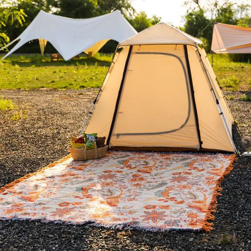 Rustic Floral Boho Blanket | Soft 100% Cotton Throw