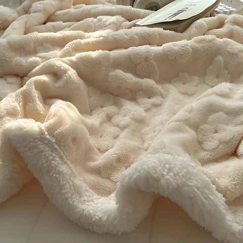 Cloud Flower Snuggle Sherpa Throw Blanket Soft Cozy Warm Blanket