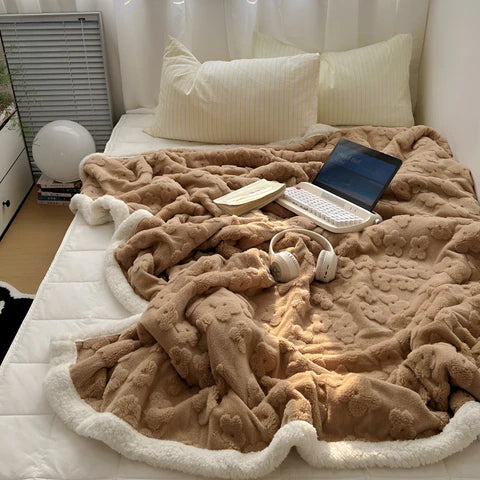 Cloud Flower Snuggle Sherpa Throw Blanket Soft Cozy Warm Blanket